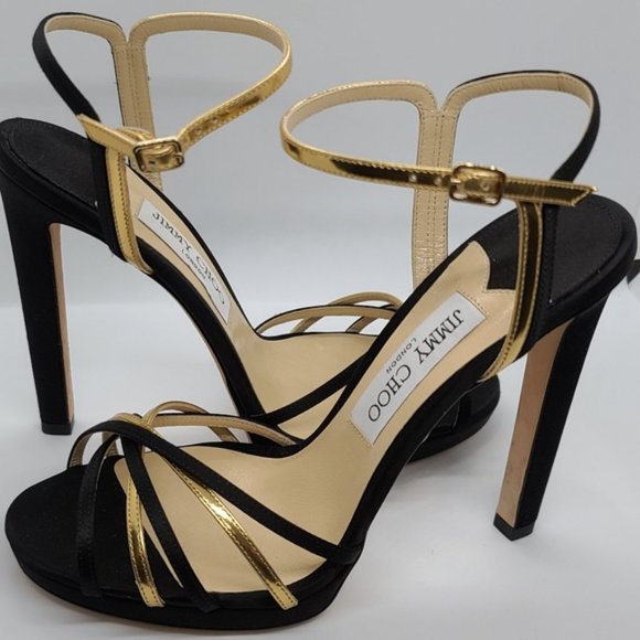 Jimmy Choo New Black and Gold Platform Pump - Picture 7 of 8